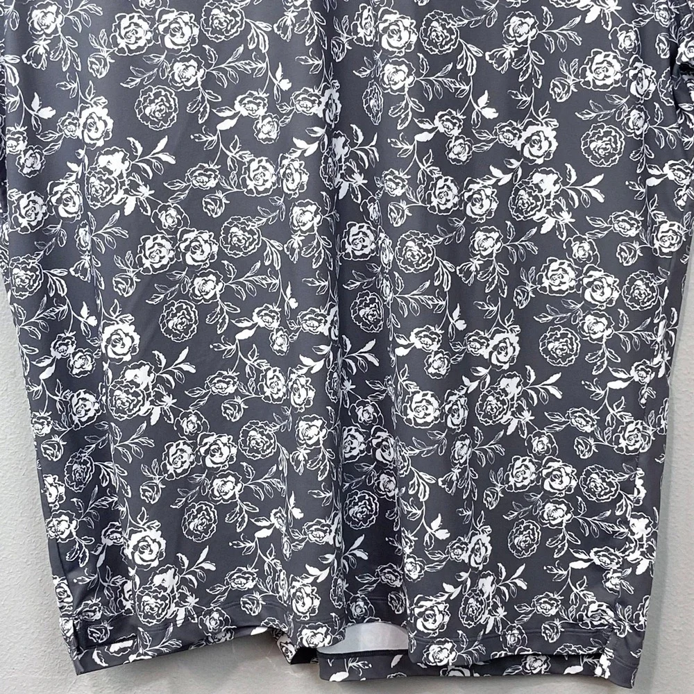 G/FORE Mens Golf Polo Shirt Sz XXL Rose Floral Texas Gray All‎ Over Print Resort